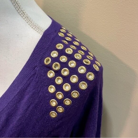 MICHAEL Michael Kors Purple Eyelet Sweater Large - Picture 3 of 8